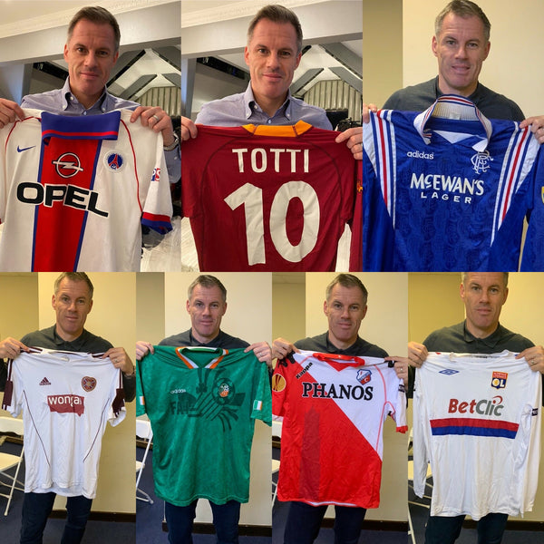 Jamie Carragher donates match worn football shirt collection to charity Kit it Out!