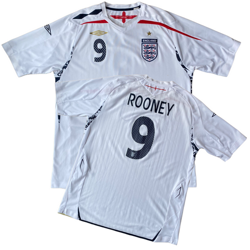 2007 09 England home football shirt #9 Rooney - XL