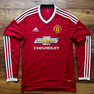 2015 16 Manchester United L/S home Football Shirt Classic Adidas (excellent) - S