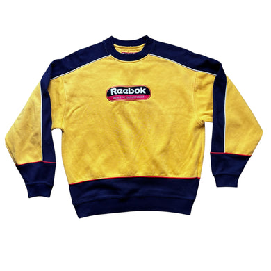 Reebok Vintage Navy & Yellow sweatshirt sweater jumper - L