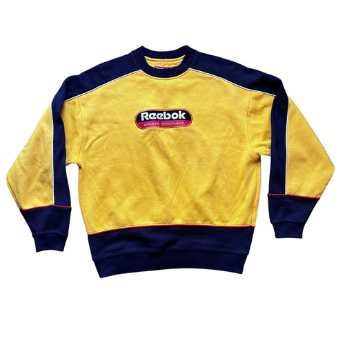 Reebok Vintage Navy & Yellow sweatshirt sweater jumper - L