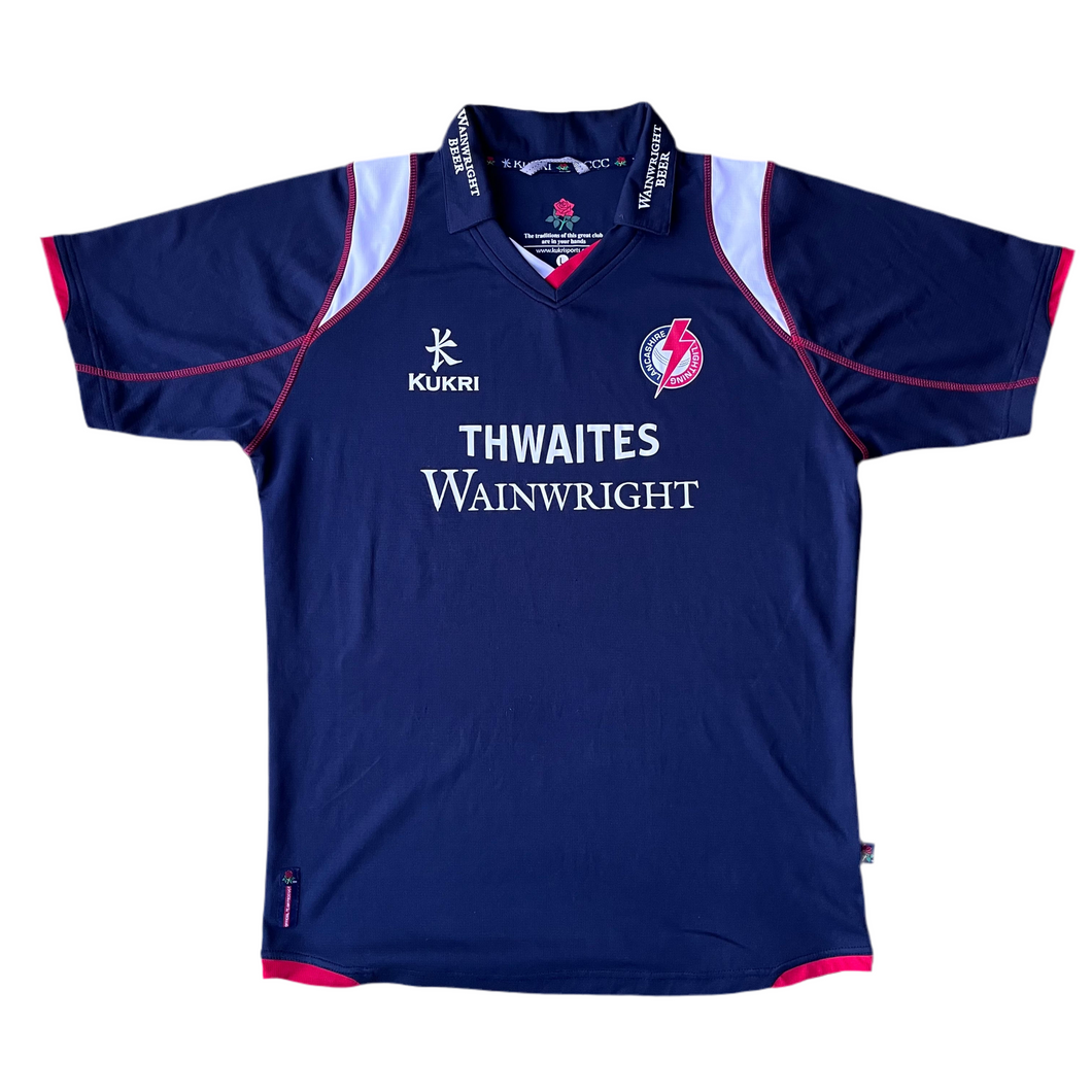 2010 Lancashire Lightening Cricket Shirt Kukri - L