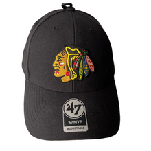 Chicago Blackhawks '47 MVP adjustable black cap – front view