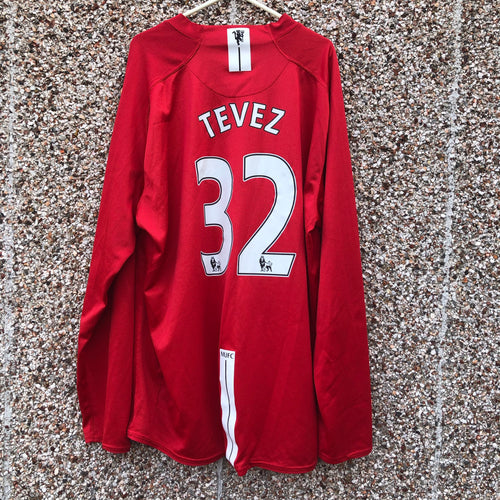 2007 09 Manchester United LS Home Football Shirt TEVEZ #32 Original - XXL