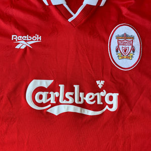 SOLD 1996 98 LIVERPOOL HOME FOOTBALL SHIRT - L
