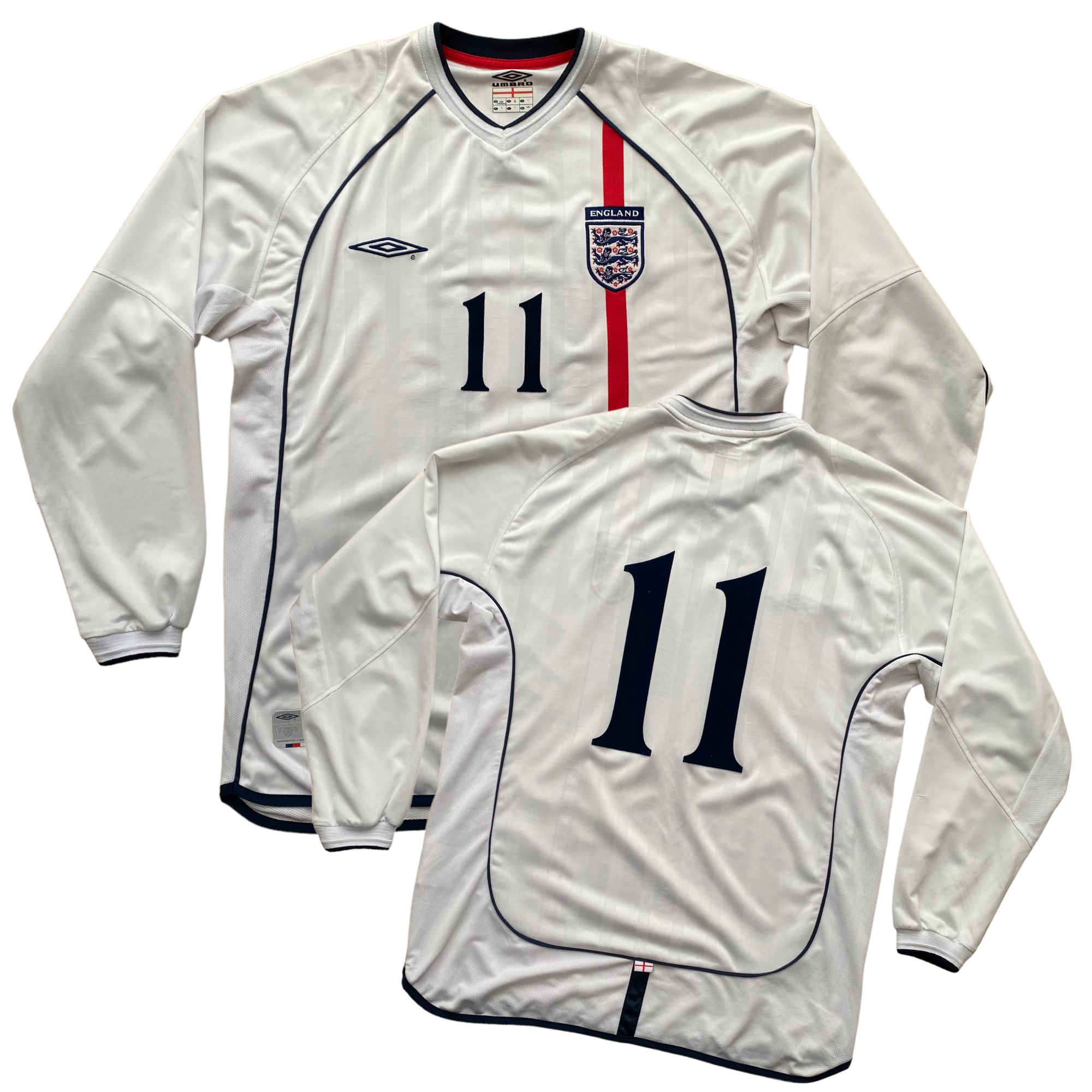 2001 03 England LS Player Spec home football shirt 11 L